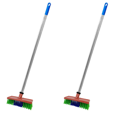 World Clean 基本款大型地板刷附不鏽鋼桿套組, 2套, 混色