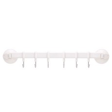 理享家 可調角度 鎖扣式真空吸盤強力掛鉤 6連鈎 - 白色, 1個