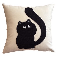 貓咪立體刺繡抱枕套 聚酯纖維