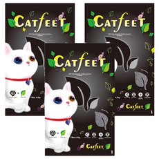 Catfeet 強效除臭超凝結貓砂 10磅 含活性碳 綠茶 100%天然澎潤土製成, 4.5kg, 3袋