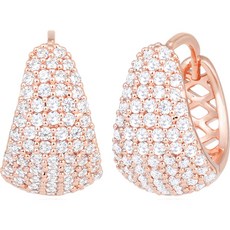 Lawool stone 女款 14K金針 花朵口袋 易扣式 方晶鋯石 日常金耳環 JR161