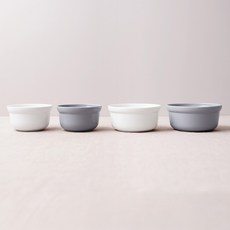 BOWLBOWL 陶瓷圓形碗組, 白色+灰色, 飯碗 2入 + 湯碗 2入, 1套