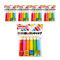 Iwako 6個 日本製造 筆套橡皮擦 可愛造型 擦拭筆跡, 混和顏色, 5包