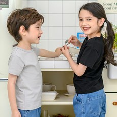 보누맘 아동용 통기성 에브리데이 순면 베이직 반팔 티셔츠 2p