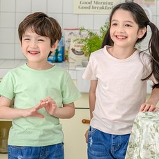 보누맘 아동용 통기성 에브리데이 순면 베이직 반팔 티셔츠 2p