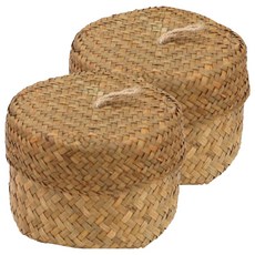 明日空間圓蓋小藤籃, 自然色, 2個