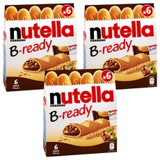 nutella 能多益 榛果可可威化棒 6條入, 132g, 3盒