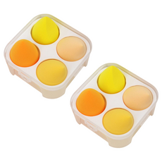 水滴型美妝蛋 4入+收納盒組, 2套, 黃色的