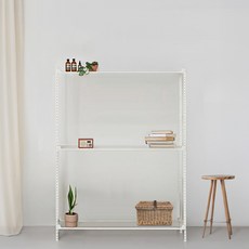 아임랙 녹방지 철제 화분 슬림랙 + 휨방지 보강대 3p 세트 1000 x 300 x 1500 mm, 크림화이트, 3단