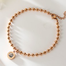 노이드비 여성용 써지컬스틸 크리스탈로마숫자 볼체인팔찌