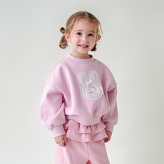 MARI N MORI 兒童 Love 蕾絲兔子刷毛 T 恤