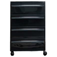 KUIBAO 快豹生活 中古堆疊移動四層收納櫃, 黑色