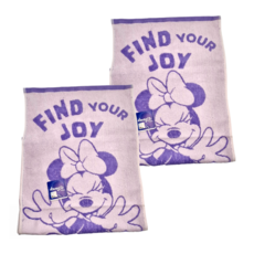 LIFE 來福牌 燦笑米妮毛巾 33x76cm 100%棉, 紫色 + 粉色, 2條