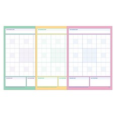 recoz 曼陀羅九宮格 A3 繽紛計畫本 3件組, 綠色 + 粉紅色 + 黃色, 1套