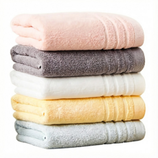 SOFT TOUCH 線條邊框飯店毛巾 30支棉紗 150g, 白色+粉色+薄荷綠+黃色+灰色, 5條