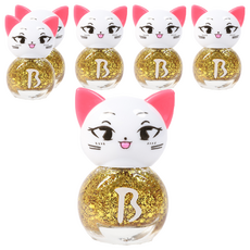 바블리 키즈네일 냥이 스티커형식 어린이매니큐어, 골드블링핑, 6개