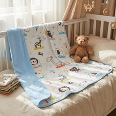 竹纖維三層嬰兒防水隔尿墊 - 大象獅子樂園 棉+竹纖維 100*150公分, 1件