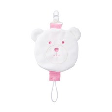 Fees BEBE 可拆奶嘴防塵套夾 10 x 10cm, 無奶嘴, 熊熊粉, 1個