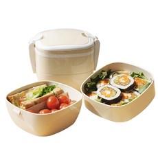 플라팜 캔디 찬합 2단 도시락통, 아이보리, 1개