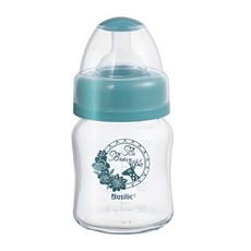 Basilic 貝喜力克 防脹氣玻璃寬口小奶瓶, 120ml/4oz, 適用於初生兒, 食品接觸用, 1個, 顏色隨機