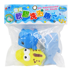 love color 樂彩森林 發光軟膠洗澡玩具套裝 三入 3歲以上適用, 鯨鯊 多色, 1組
