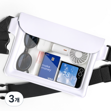 누아트 3중잠금 핸드폰 물놀이 방수팩 크로스 힙색, 화이트, 3개