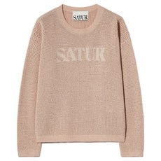 세터 남녀공용 로고 자수 크루 넥 니트