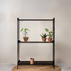 아임랙 녹방지 철제 화분 슬림랙 + 휨방지 보강대 3p 세트 1000 x 300 x 1500 mm, 무드블랙, 3단