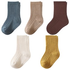 愛北鼻 兒童糖果中筒襪 Set 5雙 建議年齡5~8歲, 黃藍A組, XL