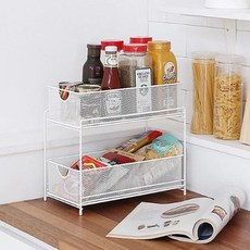 Nature Living 雙層滑動網狀廚房置物架, 都會奶油色