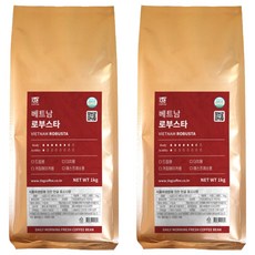 1Kg Coffee 越南羅布斯塔單品咖啡豆, 2包, 無研磨咖啡豆