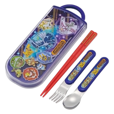Skater 三合一餐具組, 湯匙 + 叉子 + 筷子 + 盒, 寶可夢, 1組