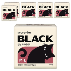 시크릿데이 블랙캣 입는 오버나이트, 중대형, 10개입, 6개