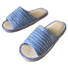 TAIWAN SLIPPER 台灣犀利趴 家居室內拖鞋 棉麻蓆拖 輕活系列, L, 條紋藍, 1雙