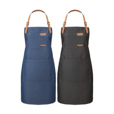 日系工業風多用途機能圍裙 OB00208 76 x 52cm, 黑色 + 藍色, 1組