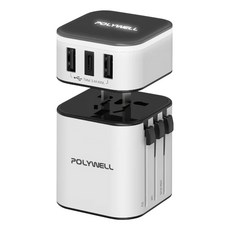POLYWELL 寶利威爾 多國旅行充電器 轉接頭 PW15-T05-A054 白色, 1個