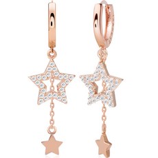 Lawool stone 女款14K搖擺星星金針鑲鑽長墜飾耳環 JR178