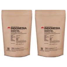 X-COFFEE 印尼曼特寧原豆咖啡, 1kg, 2個, 無研磨咖啡豆