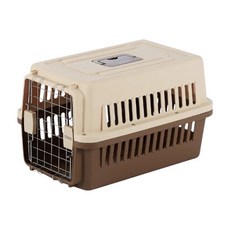 doter 寵愛物語 寵物運輸提籠 DIY組裝好便利 堅韌PP塑料材質 雙層透氣孔, 48 x 32 x 30cm, 奶茶布朗, 1個