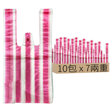 背心袋 紅白條 1斤袋(40 x 22cm) 7兩重, 10包