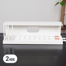 aaUXX 免打孔延長線收納架 中型 + 束線帶 5p, 白色(收納架)+隨機發貨(魔鬼氈), 2組