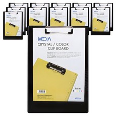 MEDIA 水晶彩色板夾 A4, 黑色, 12個