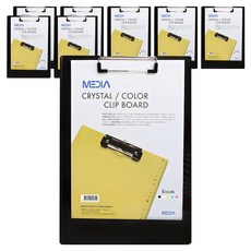 MEDIA 水晶彩色板夾 A4, 黑色, 8個