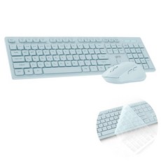 지클릭커 OFFICE PRO 인체공학 무소음 무선 키보드 + 마우스 세트, WMK10, 스카이블루, 일반형