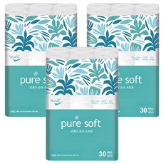 blondy 純淨柔軟天然紙漿3層捲筒衛生紙, 3個, 30m, 30入