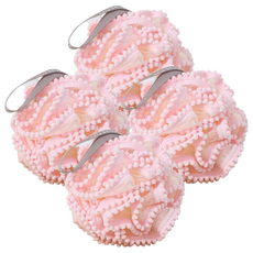 珍珠蕾絲泡泡沐浴球, 1入, 粉紅色, 4個
