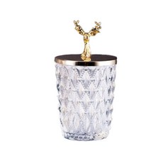 La Volpe 水晶鹿透明玻璃棉花棒盒 小號, 混合色, 1個