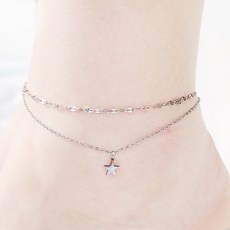 노이드비 써지컬스틸 여리체인 두줄 별드롭 발찌
