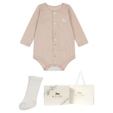 ETTOI 新生兒用 禮品用 Marron連身衣 + 襪子 禮品包裝組 + 提袋