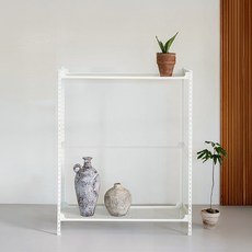 아임랙 녹방지 화분선반 슬림랙 ㄷ자 보강대 + 휨방지 보강대 2p 세트 800 x 250 x 900 mm, 크림화이트, 2단